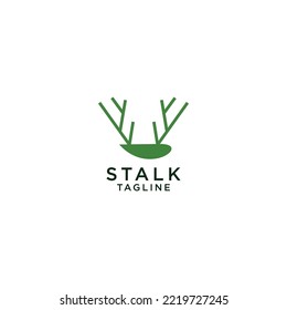 Stalk flower logo icon design template flat vector
