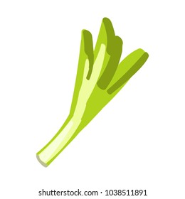 Stalk of leeks. Fresh vegetable for the menu. Icon. Isolated object. Vector illustration