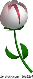 stalk with a rose flower in a realistic volumetric style on a transparent background
