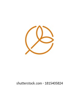 a stalk with two leaves logo in a circle