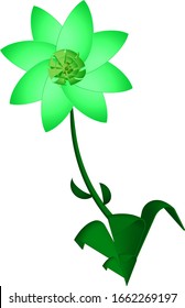 stalk with a yellow flower in a realistic volumetric style on a transparent background, daffodil