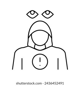 vector de línea de crimen de acecho. símbolo de crimen de acecho. símbolo de contorno aislado ilustración negra