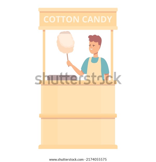 Stall candy cotton icon cartoon vector. Sweet\
machine. Hot food