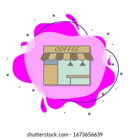 Stall of coffee colored liquid bacdge icon. Simple color vector of coffee icons for ui and ux, website or mobile application