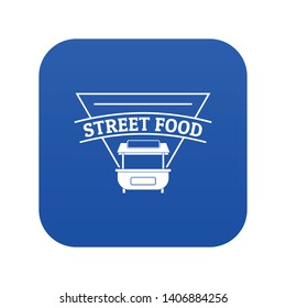 Stall food icon blue vector isolated on white background
