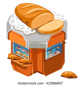 A stall with fresh bread. Vector illustration.