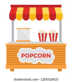 
A stall having popcorns, popcorn stall 
