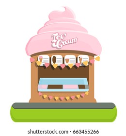 Stall with ice cream, vector illustration