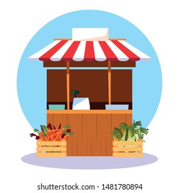 stall kiosk of store fresh vegetables