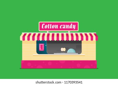 Stall sells fast food. Flat vector