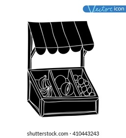  stall shop and cart, vector illustration