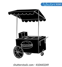  stall shop and cart, vector illustration