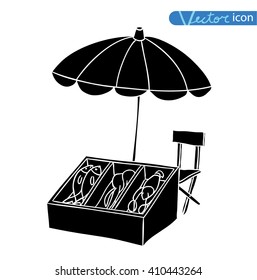  stall shop and cart, vector illustration