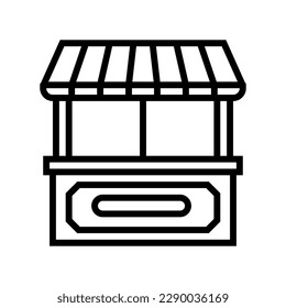vector de icono de línea de almacén de stall. señal de la tienda de artículos de venta. símbolo de contorno aislado ilustración negra
