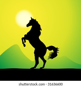 stallion in the desert, vector illustration