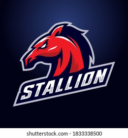 Diseño del logo de la mascota de la cabeza de Stallion