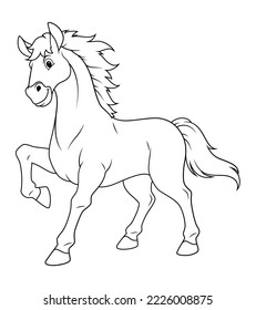 Ilustración animal de Stallion Horse Cartoon BW