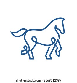 stallion horse logo design in line lineart linear outline style vector monoline
