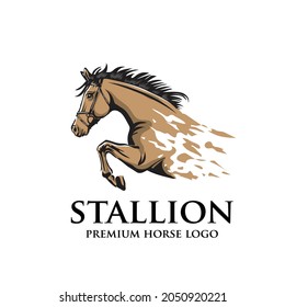 stallion horse racing logo template