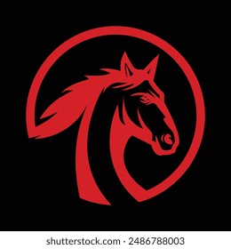 stallion horse red logo design