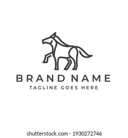 stallion horse running race logo hipster vintage line outline monoline vector