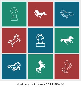 Stallion icon. collection of 9 stallion filled and outline icons such as horse. editable stallion icons for web and mobile.