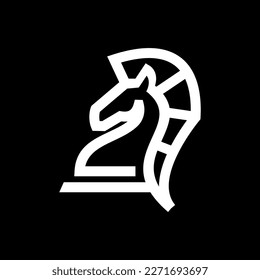 Hengst einfache Linie Symbol Logo Vektordesign, modernes Logo Piktogramm. Schachlogo für Pferde-Ritter-Design, Linienvektor