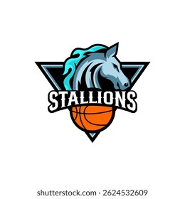 Stallions Mustang Horse Sports Style Badge Logo Template Vector