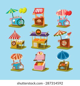 Stalls with food in style an Isometric vector