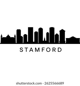 Stamford CT Skyline Silhouette with Cityscape.