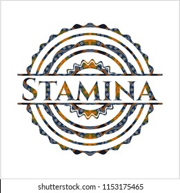 Stamina arabesque style badge. arabic decoration.