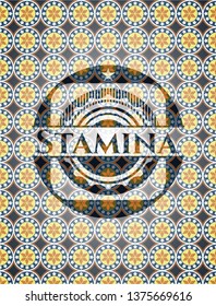 Stamina arabesque style badge. arabic decoration.