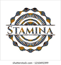 Stamina arabic badge background. Arabesque decoration.