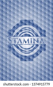 Stamina blue hexagon emblem.