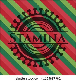 Stamina christmas colors style badge.
