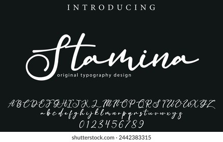 Stamina Font Stylish brush painted an uppercase vector letters, alphabet, typeface