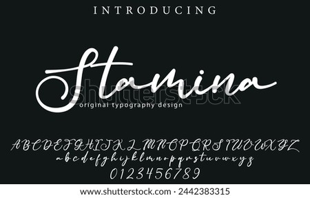 Stamina Font Stylish brush painted an uppercase vector letters, alphabet, typeface