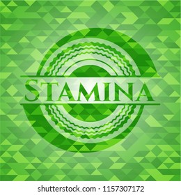Stamina green emblem. Mosaic background