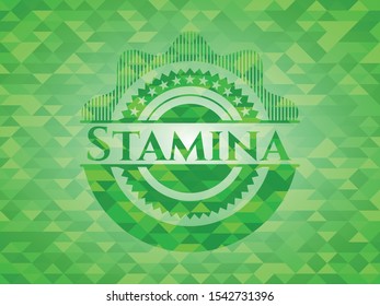 Stamina green emblem. Mosaic background. Vector Illustration. Detailed.