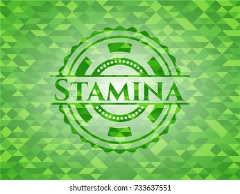Stamina green emblem with mosaic background
