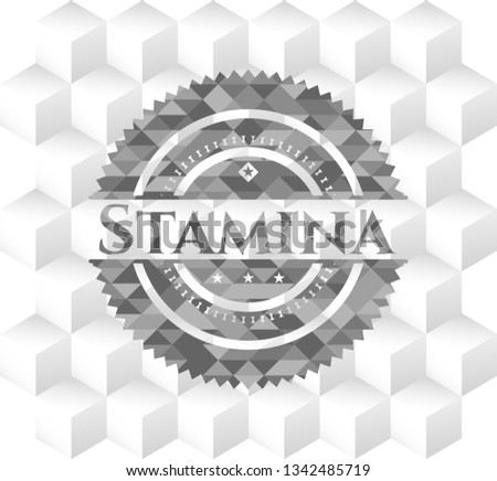 Stamina grey emblem with geometric cube white background
