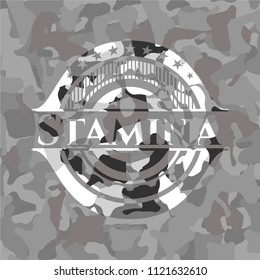 Stamina on grey camo pattern
