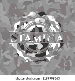 Stamina on grey camo texture