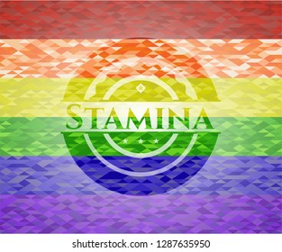 Stamina on mosaic background with the colors of the LGBT flag