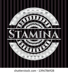 Stamina silver badge or emblem. Vector Illustration. Mosaic.