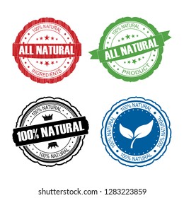 Stamp 100% natural set .vector illustration