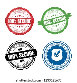 Stamp 100% secure set .vector illustration