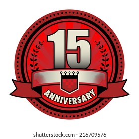 Stamp 15 anniversary, vector illustration