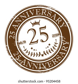 Stamp 25 anniversary, vector illustration