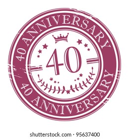 Stamp 40 anniversary, vector illustration